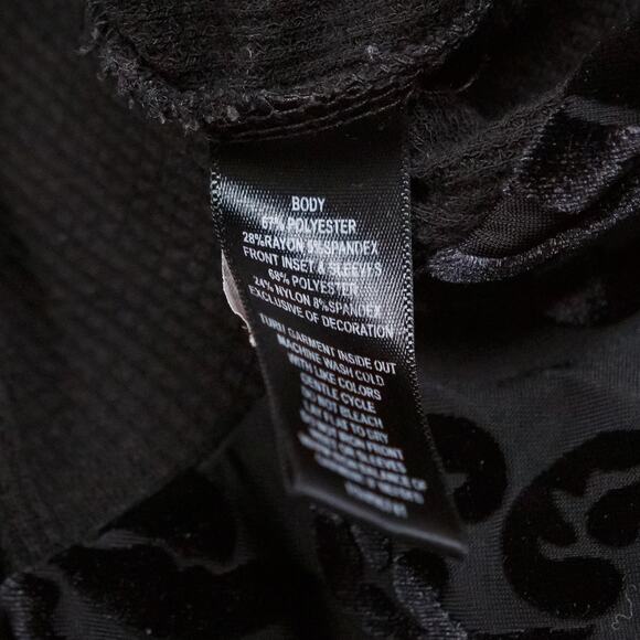 SIGNATURE STUDIO Burnout Velvet Thermal Waffle Knit Top Whimsigoth Black Sz 1X - Picture 7 of 7